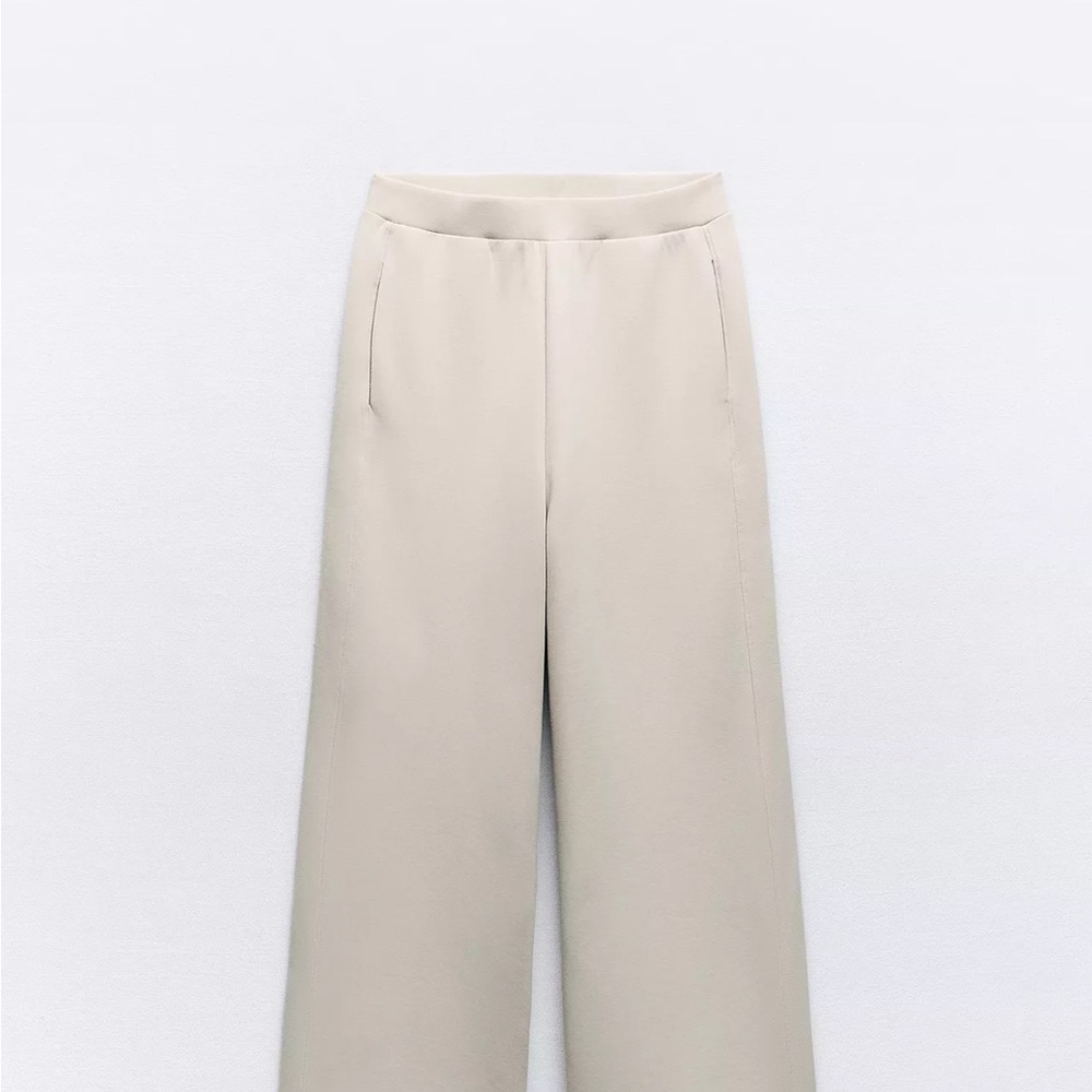 Zara Cream Wide-Leg Trousers